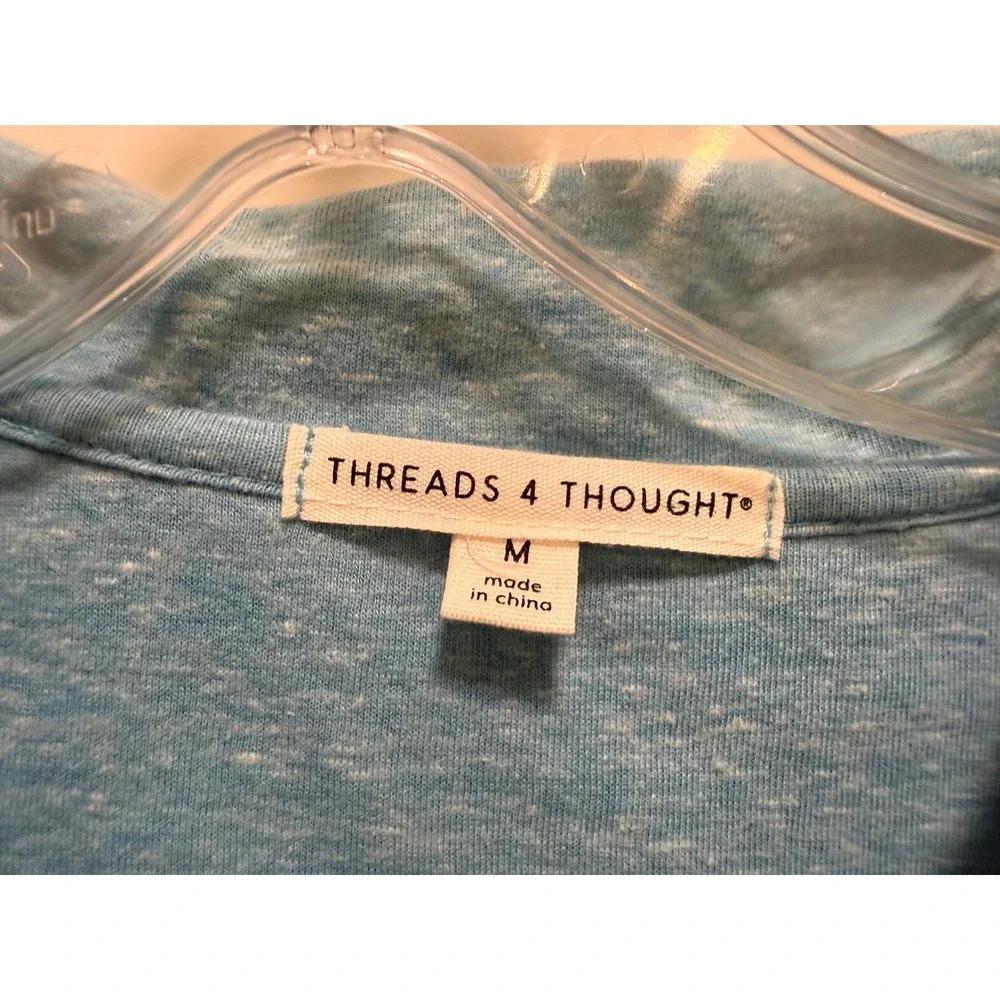 Threads 4 Thought Mens Polo Shirt‎ Medium Blue Heathered Short Sleeve Collared